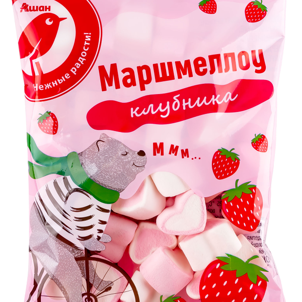 Маршмеллоу АШАН Красная птица в форме сердца с ароматом клубники