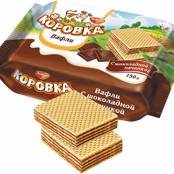 Вафли Коровка с шоколадной начинкой 150г