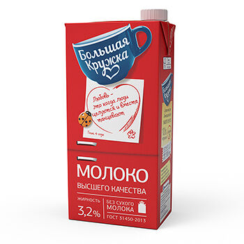 Молоко Большая Кружка ультрапастеризованное, 3.2%