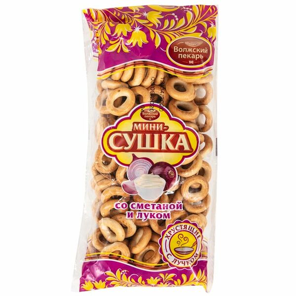 Мини-сушки Волжский Пекарь со вкусом лука и сметаны, 180г