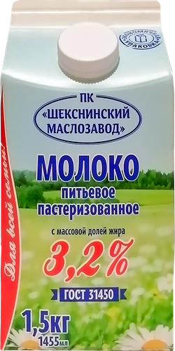 Молоко пастеризованное ШМЗ 3,2%, без змж