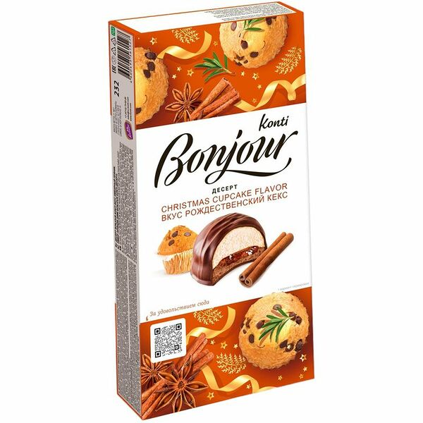 Десерт Konti Bonjour вкус рождественский кекс 232г