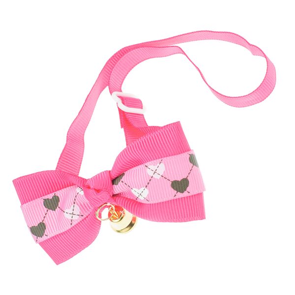 Petmax Галстук-бант розовый с сердечками