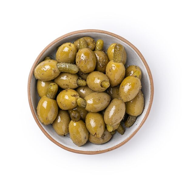 Оливки Греко с корнишоном, без косточки