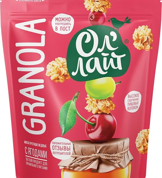 Гранола Ол Лайт медовые с ягодами 280г