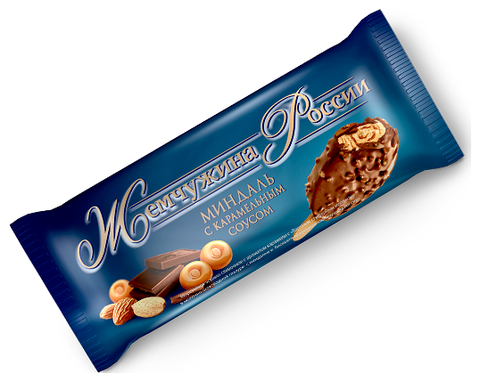 Мороженое Жемчужина России сливочное Миндаль с карамельным соусом (Айсберри)