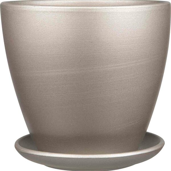 Горшок керамический с подставкой Бутон цвет: темно-серый, 1.4 л
