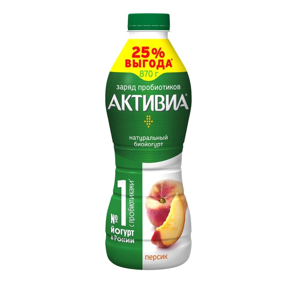 

Биойогурт питьевой Активиа Персик 1,5%, 870г