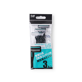 Станок бритвенный Kai одноразовый с двумя лезвиями, с длинной ручкой 3шт., Япония