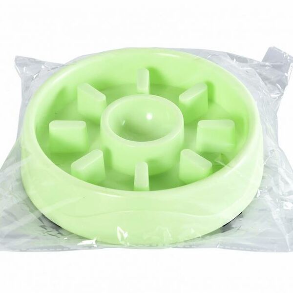 Миска для животных FOXIE рельефная для медленного поедания корма 21х21х5,5см 500мл зеленая