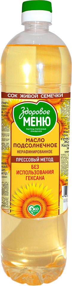 

Масло подсолнечное Здоровое Меню нерафинированное