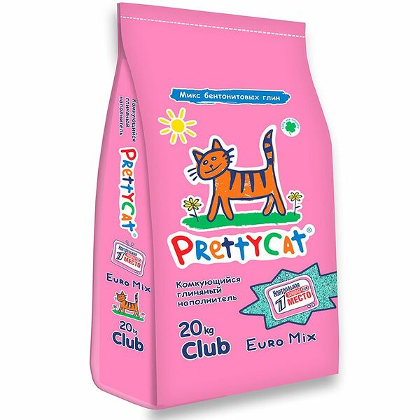 Наполнитель для кошачьего туалета PRETTYCAT Euro Mix бентонитовый комкующийся 20кг
