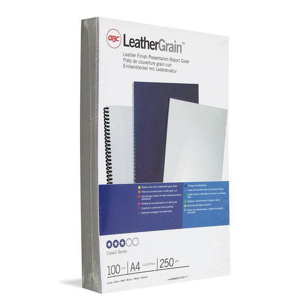 Обложки для переплета GBC Leather Grain А4 белые 100 штук