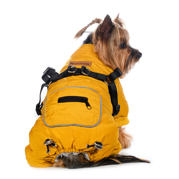 Petmax Комбинезон со шлейкой для собак M желтый (девочка)
