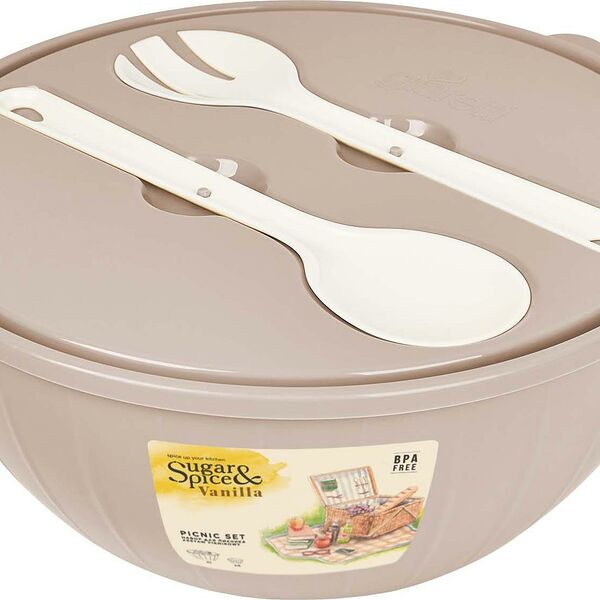 Набор салатников Sugar&Spice Vanilla 4х0,6л+ 5л с приборами латте