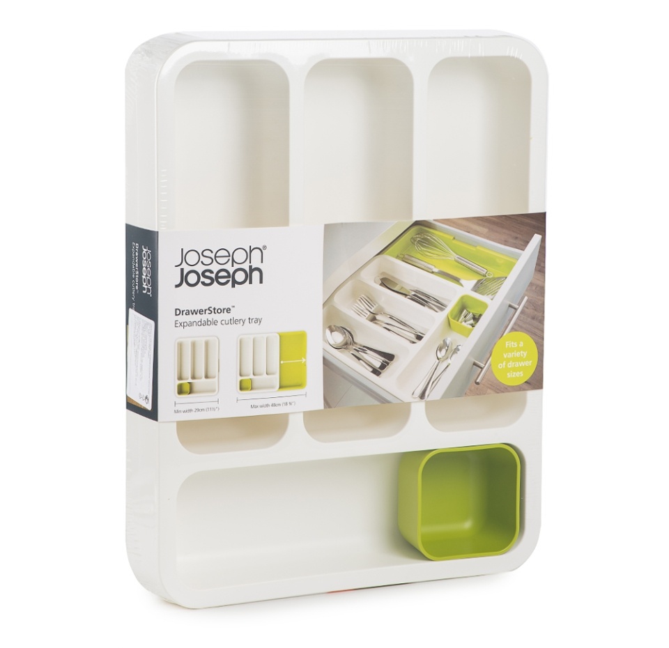 

Органайзер для столовых приборов DrawerStore раздвижной бело-зеленый Joseph Joseph