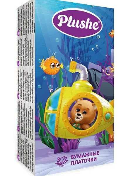Plushe Носовые платочки 3 слоя, 10шт.