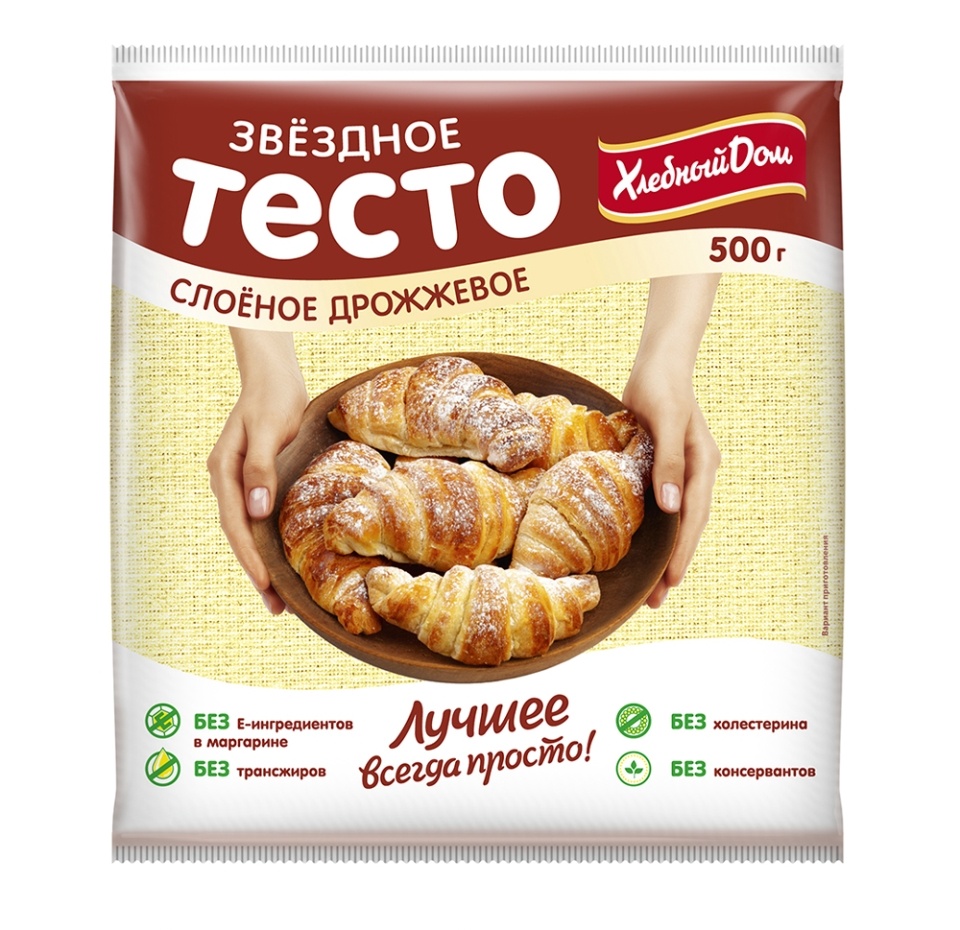 

Тесто слоеное Хлебный дом Звездное дрожжевое замороженное 500 г