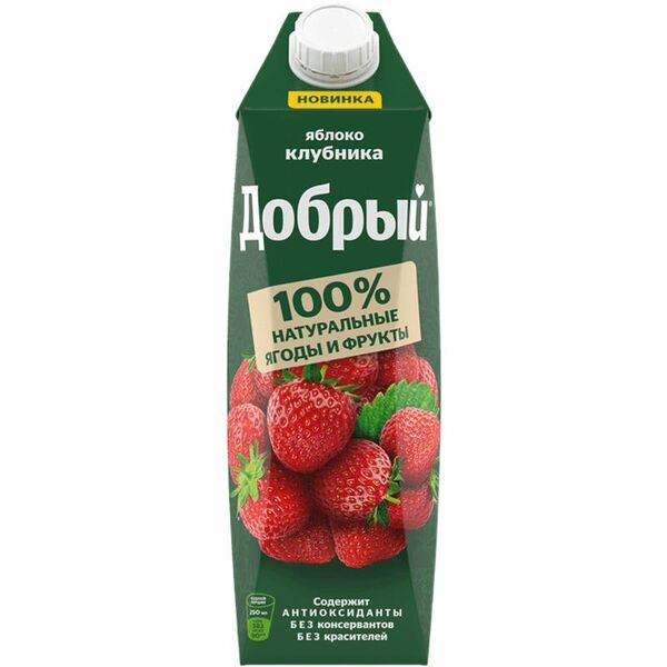 Напиток сокосодержащий Добрый из яблок и клубники, 1л