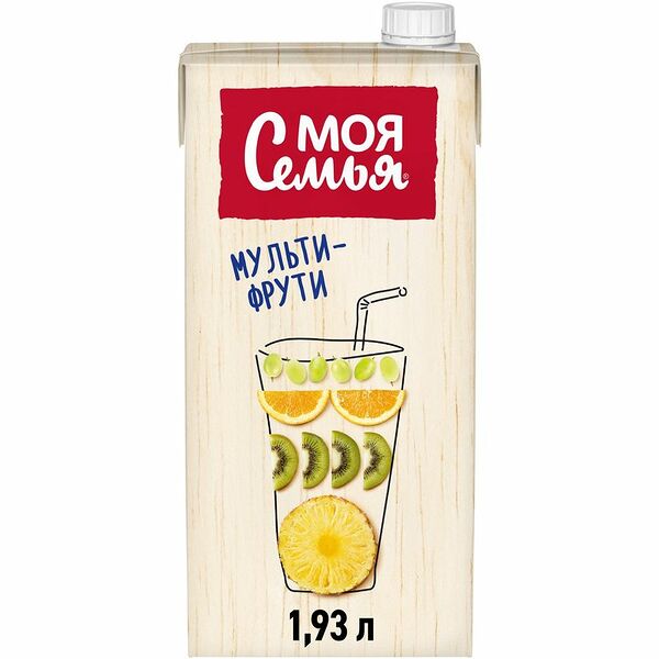 Напиток сокосодержащий Моя Семья Мульти Фрути мультифруктовый, 1.93л