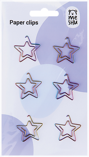 Скрепки MESHU Stars фигурные, 2,5см, Арт. MS_41585, 6шт