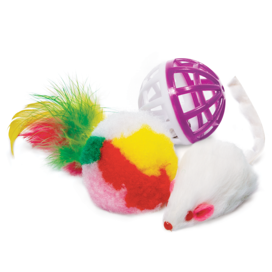 

Игрушка для кошек Triol Мышка с игрушкой 3 шт. цвет в ассортименте