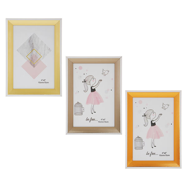 Фоторамка, 10х15 см, пластик, 3 дизайна в ассортименте, арт.23-77