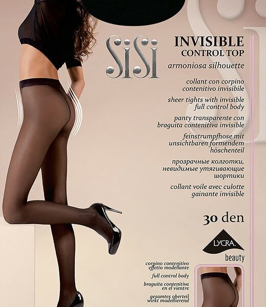 Колготки SiSi Invisible Control Top 30 Nero Черные Размер 4