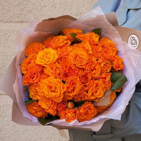 Букет из 35 оранжевых роз 35-40 см (Россия)