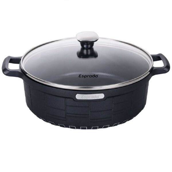 Сотейник Esprado Cuadro со стеклянной крышкой, 28 см, литой алюминий, индукция