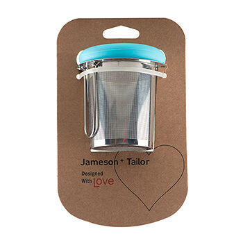 Фильтр для чая с крышкой, нерж. сталь, силикон, голубой, Jameson & Tailor, Китай