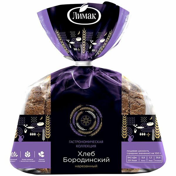 Хлеб ржано-пшеничный Лимак Бородинский нарезка 500 г