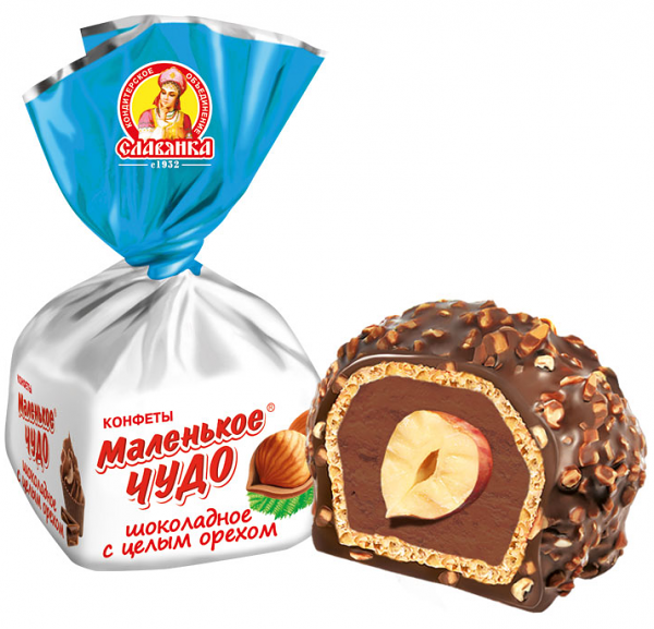 Конфеты вафельные с цельным орехом Маленькое чудо ТМ Кондитерска фабрика Славянка