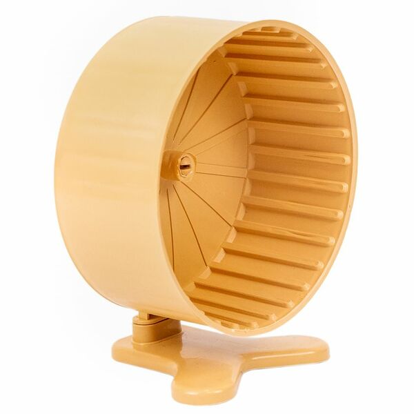 HOMEPET Колесо для грызунов с подставкой полузакрытое пластиковое бежевое d14см