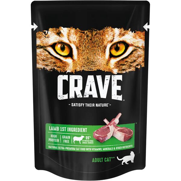 Корм консервированный для взрослых кошек CRAVE Ягненок