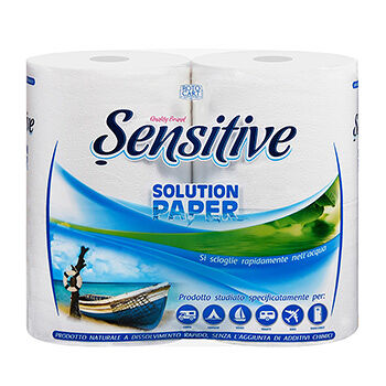 Туалетная бумага Solution Paper двухслойная 350 листов, Sensitive, 4 рулона, Италия