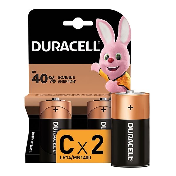 Батарейки щелочные DURACELL C/LR14, 2шт