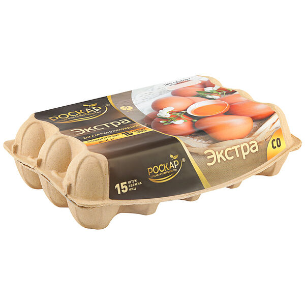 Яйцо куриное РОСКАР Экстра СО столовое, 15 шт.