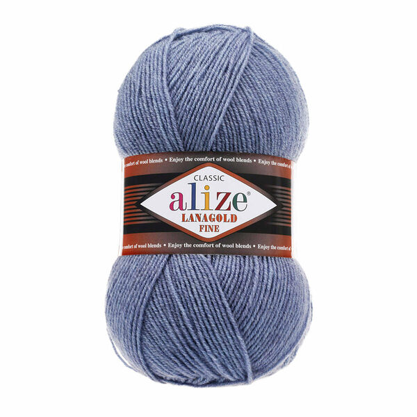 Пряжа ALIZE 'Lanagold fine' 100 гр. 390м (49%шерсть, 51% акрил)(203 джинс меланж)