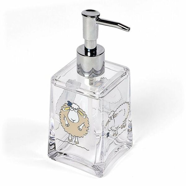 Дозатор для жидкого мыла TATKRAFT Funny Sheep, акрил, квадратный, ударопрочный, бесцветный