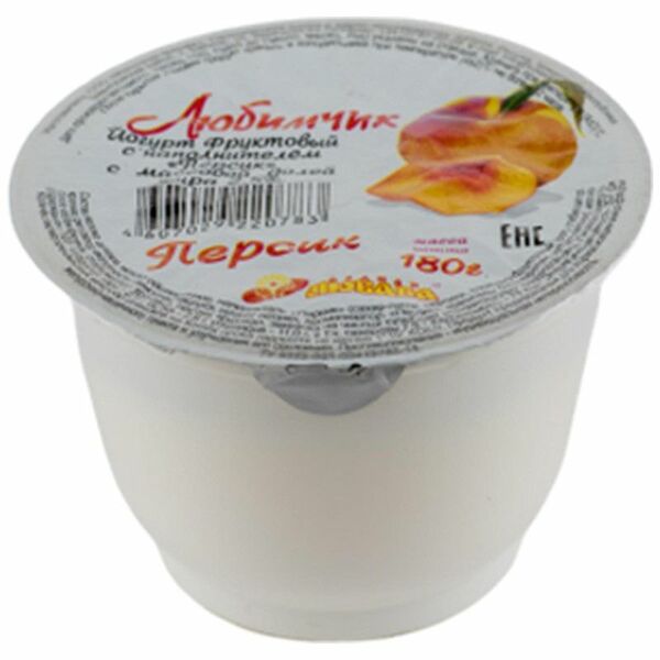 Йогурт термостатный РОДНАЯ ЛЮБАВА Персик 2,5%, бзмж