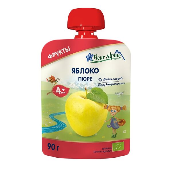 Пюре Fleur Alpine яблоко, с 4 месяцев, 90 г