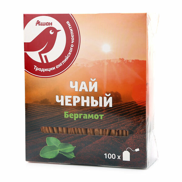 Чай черный АШАН Красная птица с бергамотом листовой