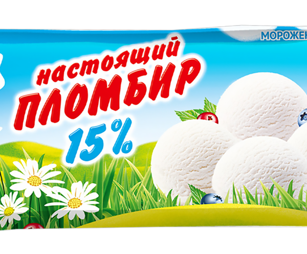 Мороженое Бодрая Корова Настоящий пломбир 15% брикет 400 г