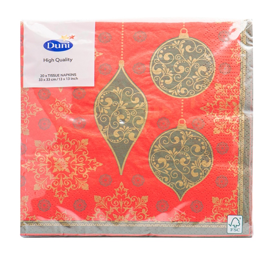

Салфетки бумажные Duni X-Mas Deco Red 33х33 см 20 шт