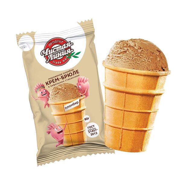 Мороженое Чистая Линия Вафельный стаканчик Крем-брюле