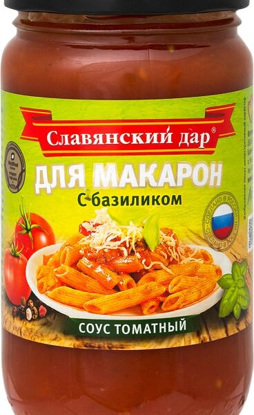 Соус Славянский дар Томатный для макарон с базиликом 360г
