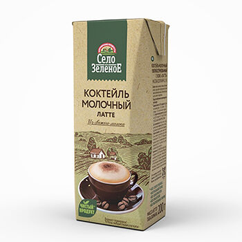 Коктейль молочный ультрапастеризованный «Латте» 2%, «Село Зелёное», БЗМЖ
