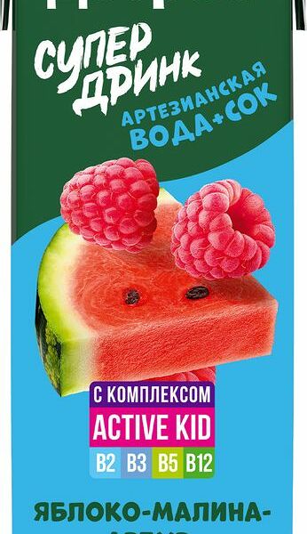 Напиток сокосодержащий Добрый Active kid яблоко-малина-арбуз 200мл