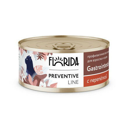 Консервы Florida Preventive Line Gastrointestinal для кошек при расстройствах пищеварения, с перепелом